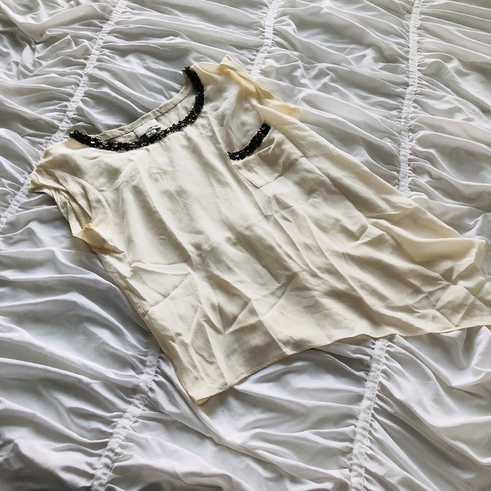 Greylin White Embellished Asymmetrical Top